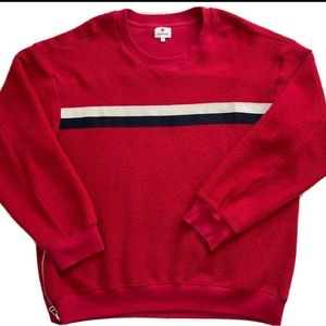 Womens Sundry Red White & Navy Striped Fleece Pullover Sweater Size 4